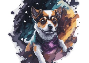 Dog Space t shirt vector illustration