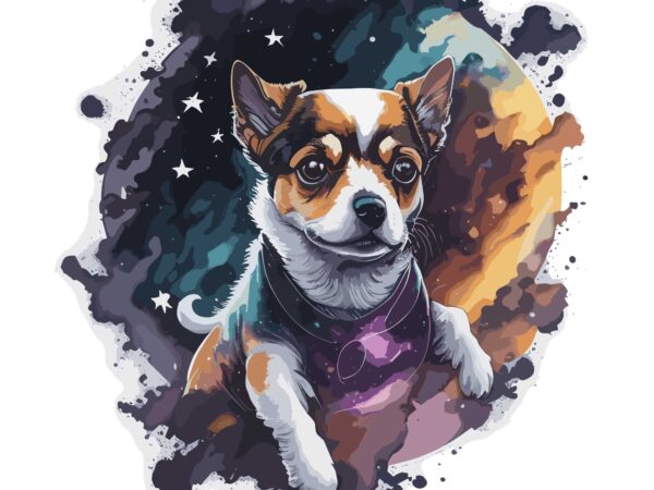 Dog space t shirt vector illustration