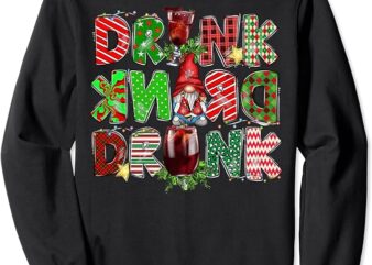 Drink Drank Drunk Gnome Christmas Lights Drinking Wine Lover Sweatshirt