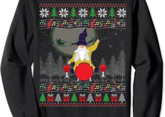 Drum Ugly Christmas Sweater Drummer Gnome Xmas Family Santa Sweatshirt