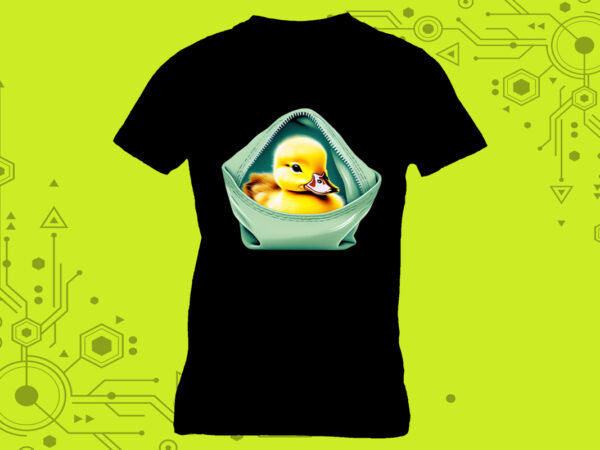 Pocket duck art in clipart form, tailor-made for print on demand platforms. ideal for a multitude of creative ventures such as art prints t shirt illustration
