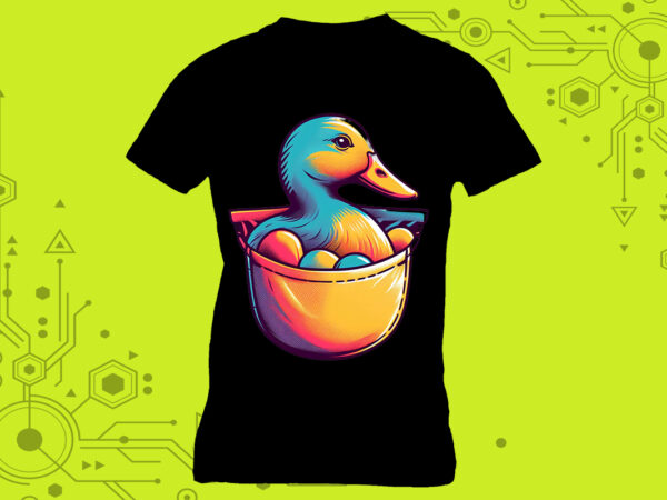 Duck illustrations in clipart, meticulously crafted for print on demand websites. this versatile bundle is perfect for a wide range of pod t shirt vector illustration
