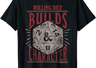 Dungeons & Dragons Rolling Dice Builds Character Short Sleeve T-Shirt