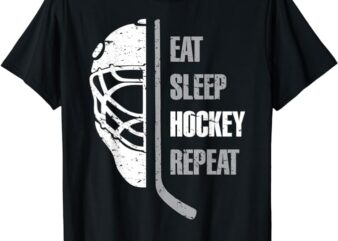 Eat Sleep Hockey Repeat Christmas For Teen Adult Hockey T-Shirt