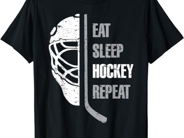 Eat sleep hockey repeat christmas for teen adult hockey t-shirt