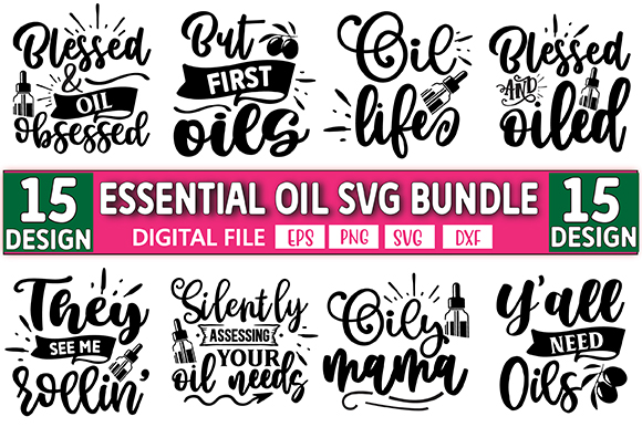 Essential oil svg bundle, aromatherapy svgs, essential oil designs for decals t-shirts mugs printables sublimation stickers, commerical use