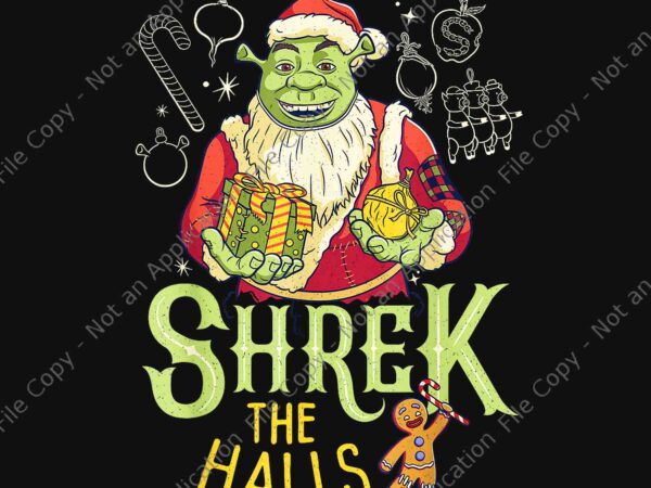 Shrek the halls gingy png, funny shrek santa christmas png, movies christmas png t shirt template vector