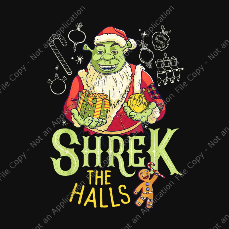 Shrek The Halls Gingy Png, Funny Shrek Santa Christmas Png, Movies Christmas Png