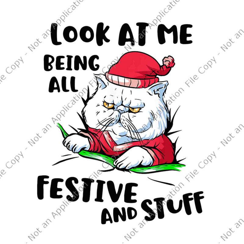 Look At Me Being All Festive And Stuff Christmas Cat Png, Cat Christmas Png, Cat Santa Png