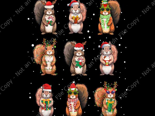 Squirrels christmas lights png, squirrel lover xmas png, squirrels santa png t shirt template vector