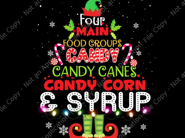 Four main food groups elf buddy christmas png, elf christmas png, elf xmas png t shirt graphic design