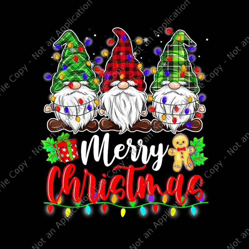 Gnomes Merry Christmas Light Png, Family Gnome Xmas Png, Three Gnome Christmas Png