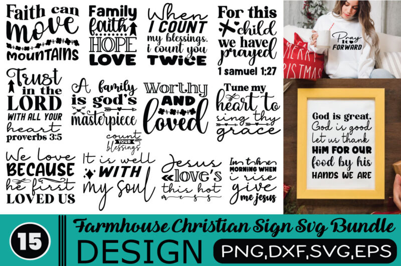 Farmhouse Christian T-shirt Bundle Farmhouse Christian SVG Bundle