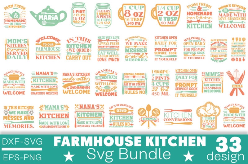 Farmhouse Kitchen T-shirt Bundle Farmhouse Kitchen Svg Bundle