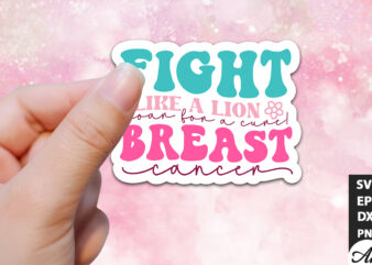 Fight like a lion, roar for a cure! Breast cancer Retro Stickers