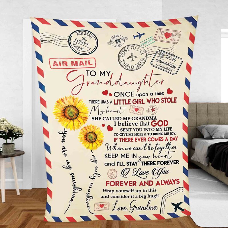 Sunflower Blanket Design Air Mail Letters Gift For Daughter Grandma Quilting JPG Digital