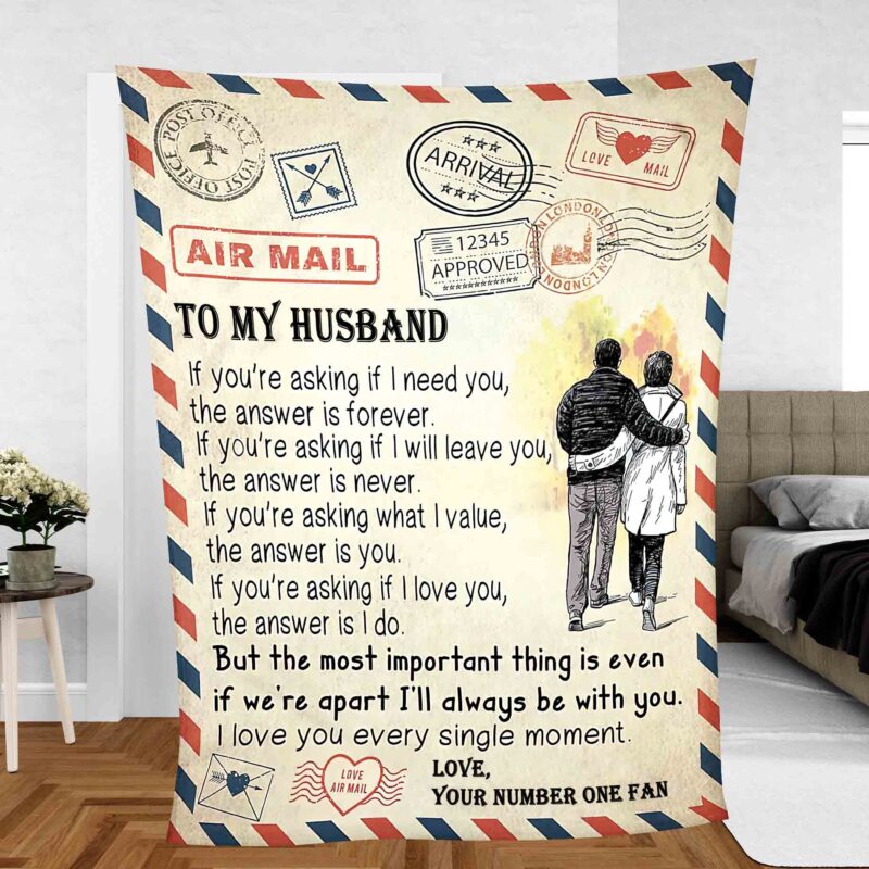 Husband Blanket Design Quilting POD AIr Mail Letter Love Vintage Christmas Valentine Design