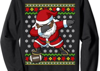 Football Dabbing Black African American Santa Christmas Sweatshirt