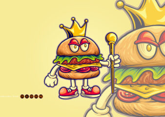 Funky funny burger crown t shirt graphic design