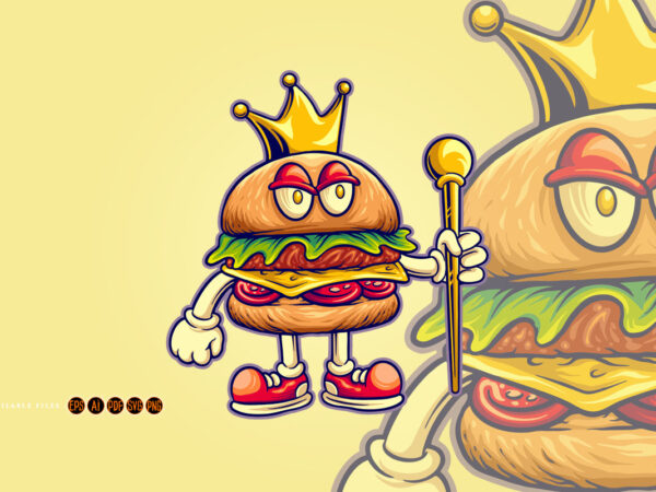 Funky funny burger crown t shirt graphic design