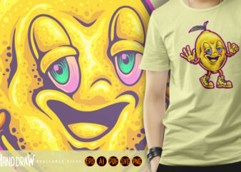 Funky lemon faces citrus giggle t shirt graphic design