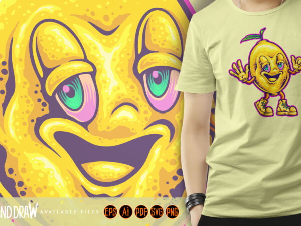 Funky lemon faces citrus giggle t shirt graphic design