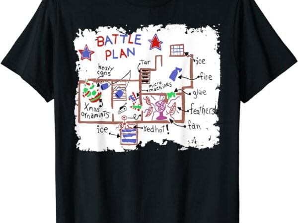 Funny battle plan christmas home kids hand dawn alone xmas t-shirt