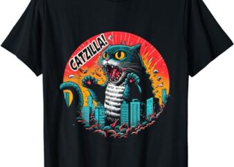Funny Cat Japanese Catzilla T-Shirt