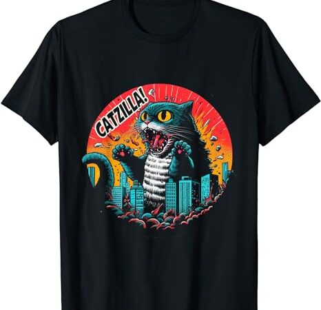 Funny cat japanese catzilla t-shirt