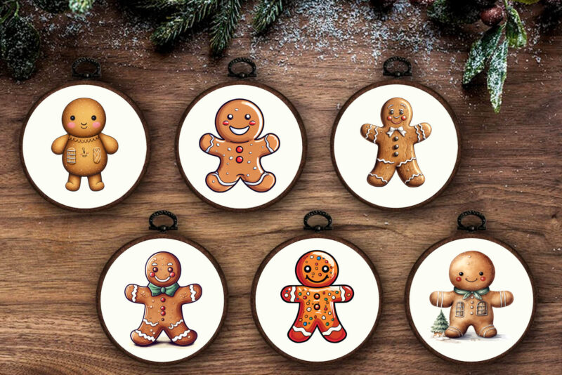 Funny Christmas Gingerbreads. PNG Bundle.