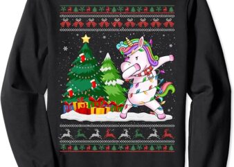Funny Dabbing Unicorn Lover Santa Hat Ugly Christmas Sweater Sweatshirt