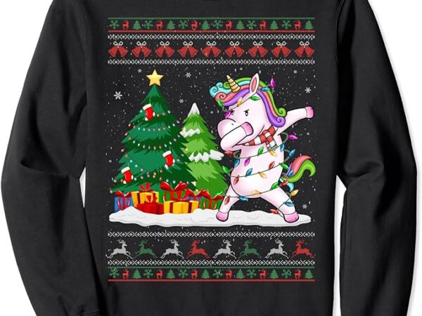 Funny dabbing unicorn lover santa hat ugly christmas sweater sweatshirt