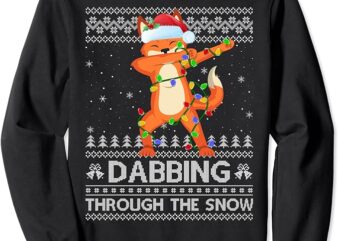 Funny Fox Dabbing Through The Snow Ugly Fox Christmas Sweatshirt