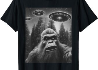 Funny Graphic Tee For Men Women Bigfoot Sasquatch Alien UFO T-Shirt