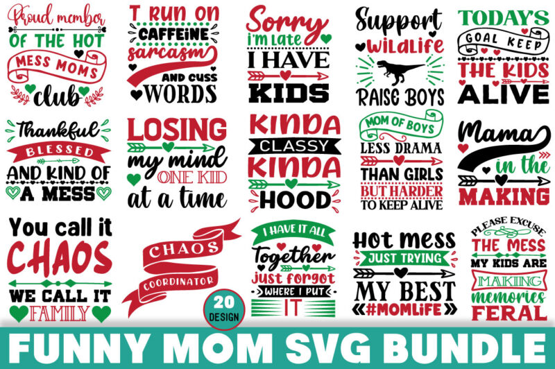 Funny Mom T-shirt Bundle Funny Mom SVG Bundle