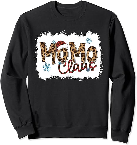 Funny Santa Momo Claus Snowflake Leopard Christmas Sweatshirt