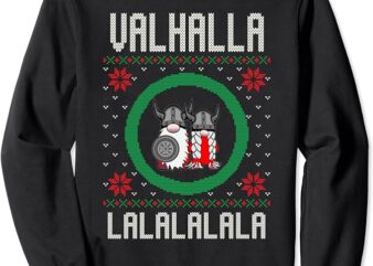 Funny Viking Gnome Couple Valhalla la la la Ugly Christmas Sweatshirt