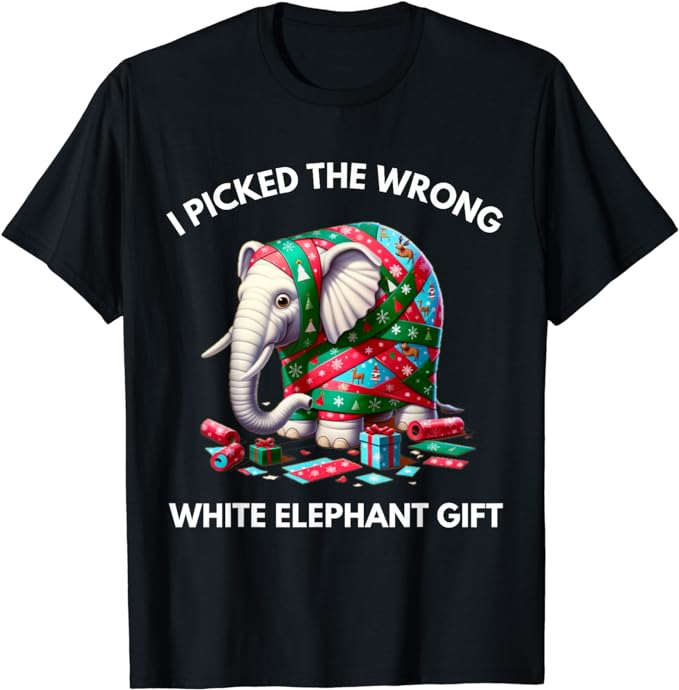 Funny White Elephant Gift Wrapped Elephant Dumb Gift T-Shirt