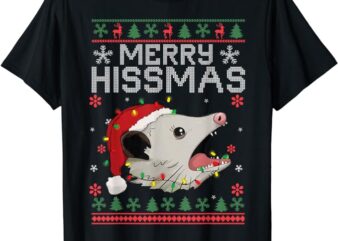 Funny Xmas Merry Hissmas Possum Lovers Opossum Christmas T-Shirt