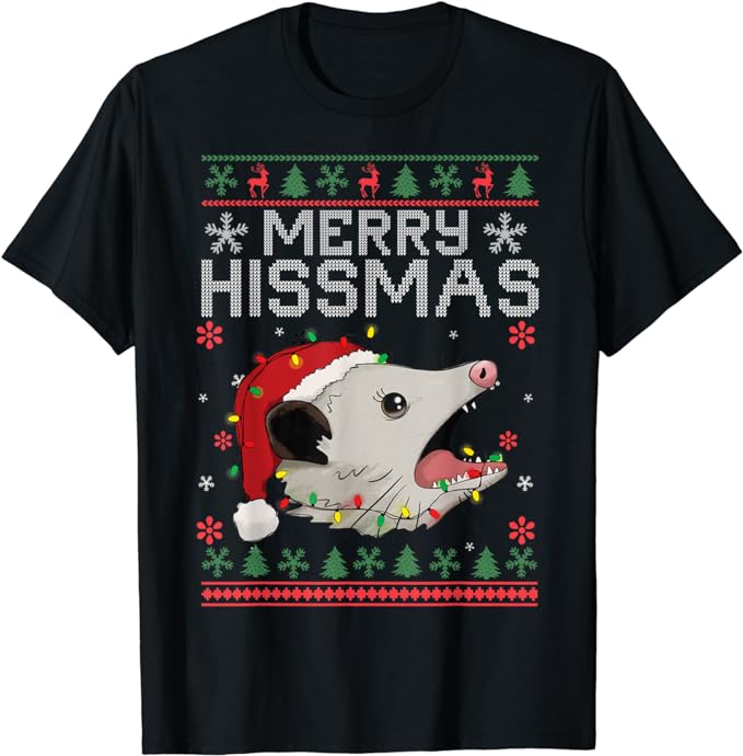 Funny Xmas Merry Hissmas Possum Lovers Opossum Christmas T-Shirt