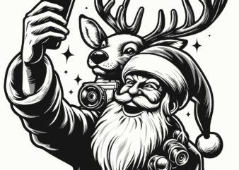 Funny Santa Selfie On Deer Christmas Holiday t shirt graphic design