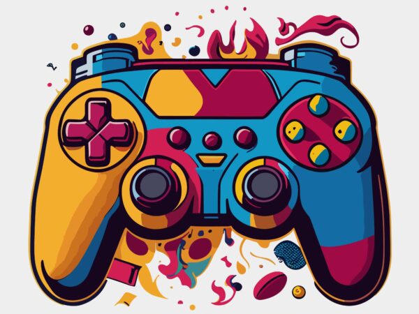 Gaming pad controller t shirt design template