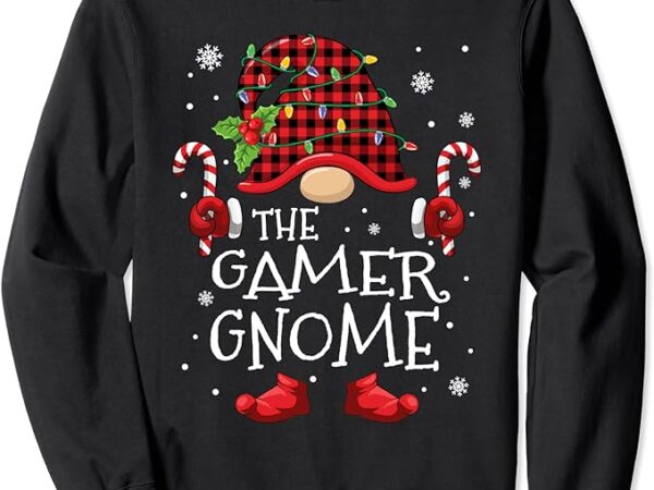 Gamer gnome buffalo plaid christmas tree family xmas sweatshirt