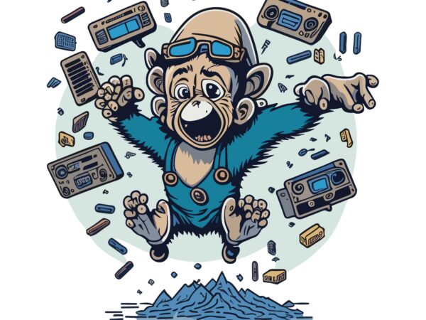 Gaming monkey pad controller t shirt design template