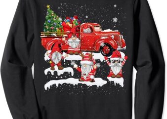 Gnomes In Red Ugly Gnome Riding Red Truck Christmas X-mas Sweatshirt