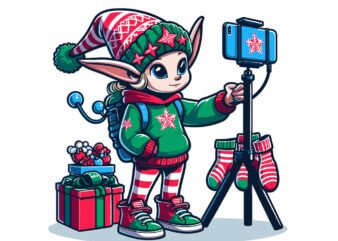 Gnome Christmas On Selfie t shirt design template