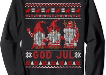 God Jul Gnome In Red Christmas Ugly Sweater Gift Sweatshirt