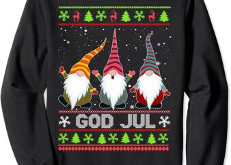 God Jul Swedish Merry Christmas Ugly Xmas Sweater Gnome Love Sweatshirt