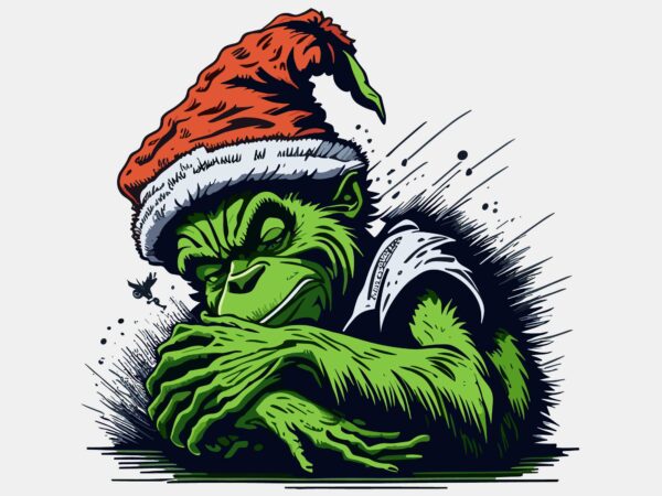 Grinch sleeping on christmas holiday t shirt design template