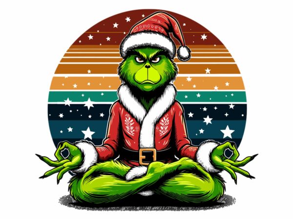 Grinch yoga on christmas t shirt design template